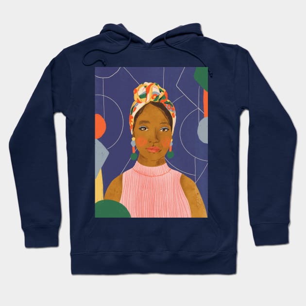 Portrait of a Turban Beauty Hoodie by Gigi Rosado